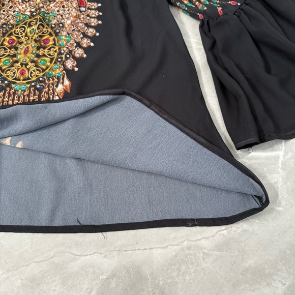 Women’s Ranee’s Miami Beaded Flare Sleeve Sheer Off The Shoulder Top Medium - Picture 9 of 16